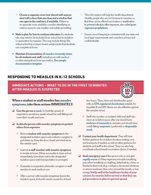 CDC Measles K-12 Checklist PG 2