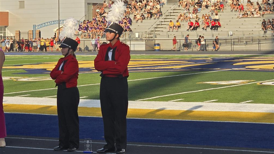 The High School Band seniors (Class of 2026) accepting the band's award at the Homestead Fall Festival of Bands Invitational. 04 October 2025