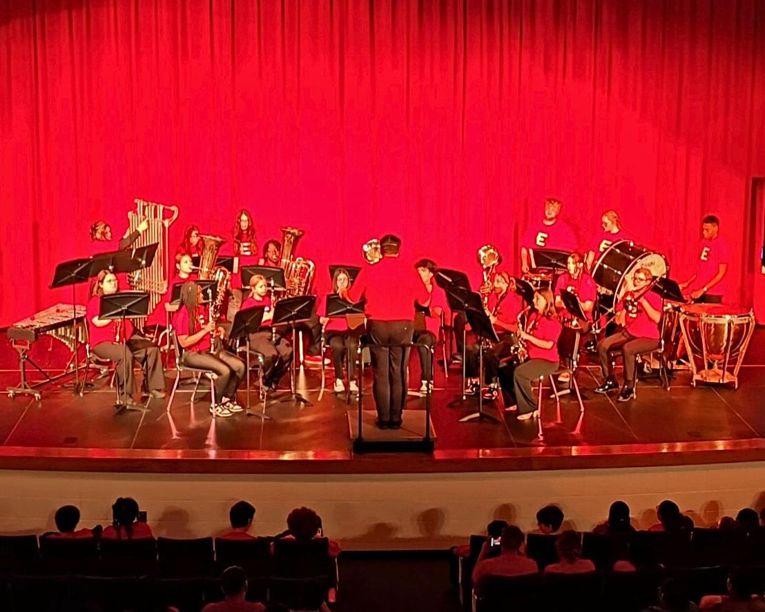 The High School Band on stage at their 2025 spring concert. 14 May 2025